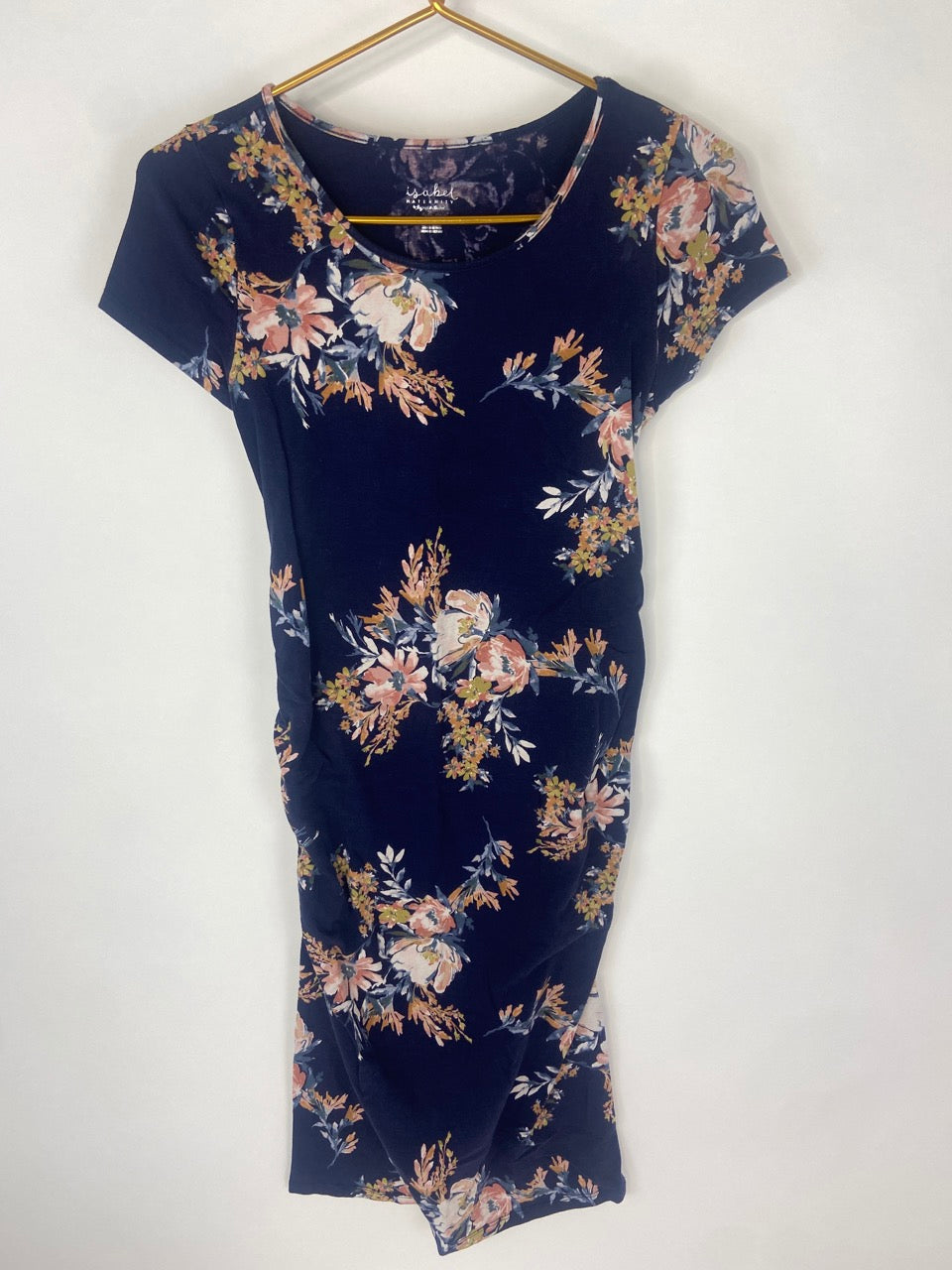Navy Blue Floral Maternity Dress- XS
