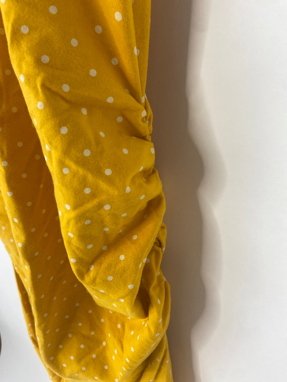Yellow Polka Dot Fitted Maternity Dress- XS