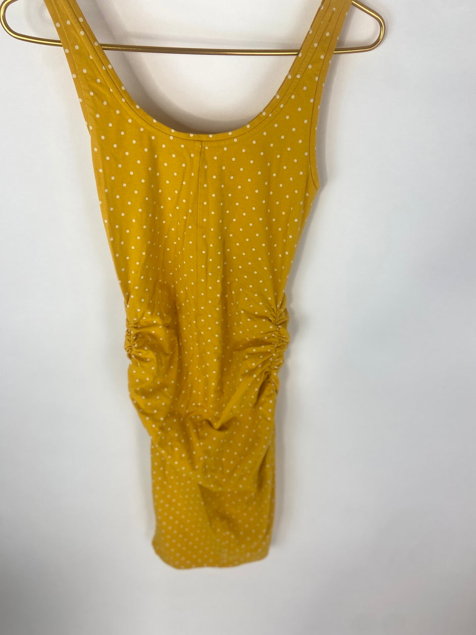 Yellow Polka Dot Fitted Maternity Dress- XS