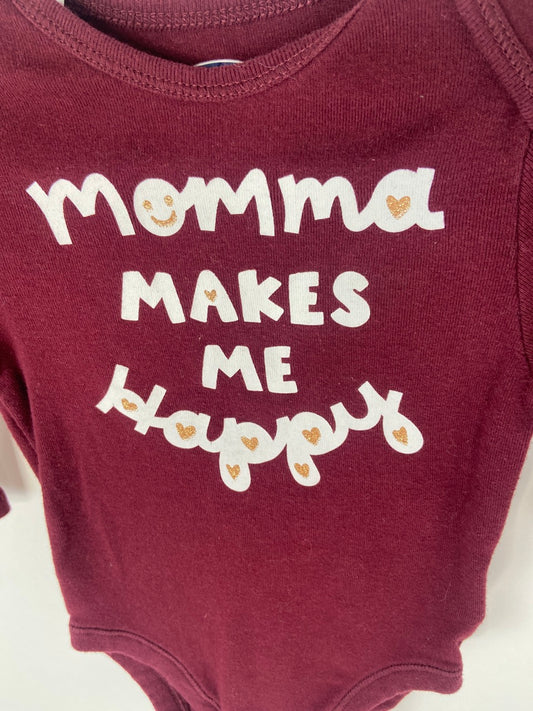 "Mommy Makes Me Happy" Long Sleeve Onesie - 6/12 Months