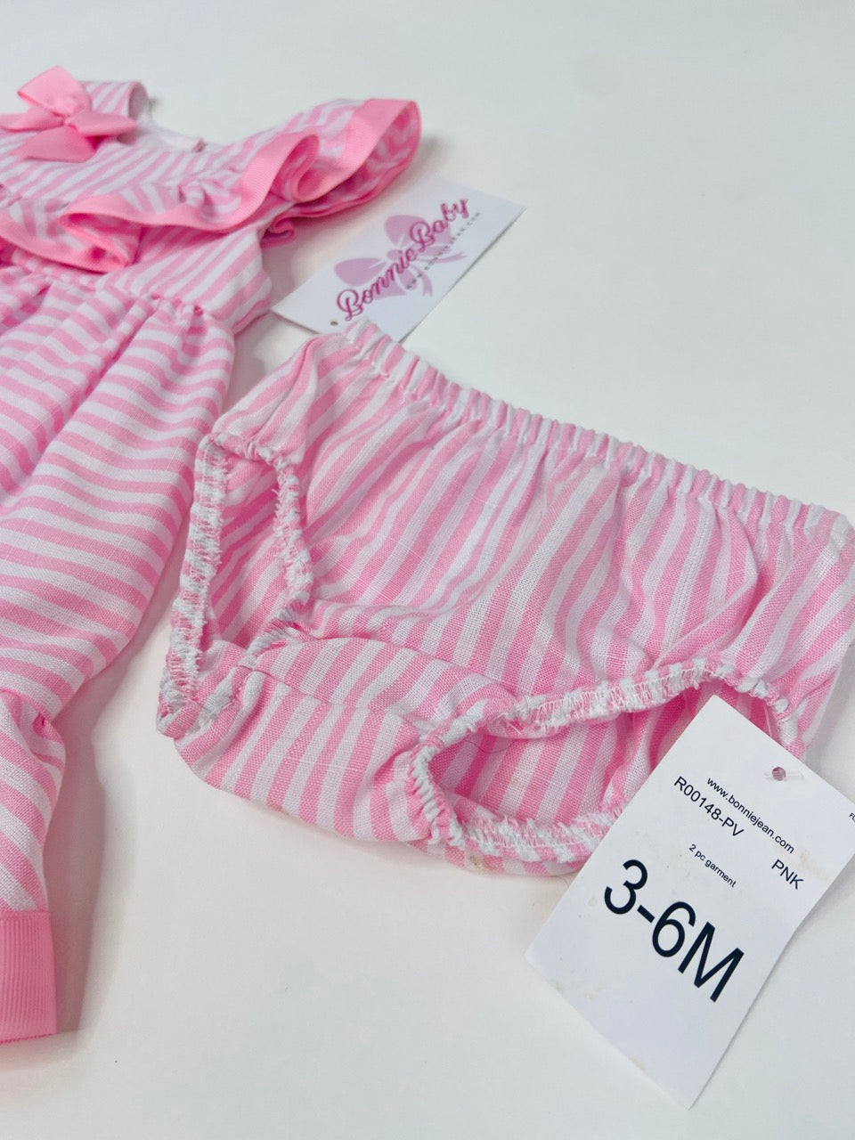 Pink Striped Spring Dress with Bloomers- NWT - 3/6 Month