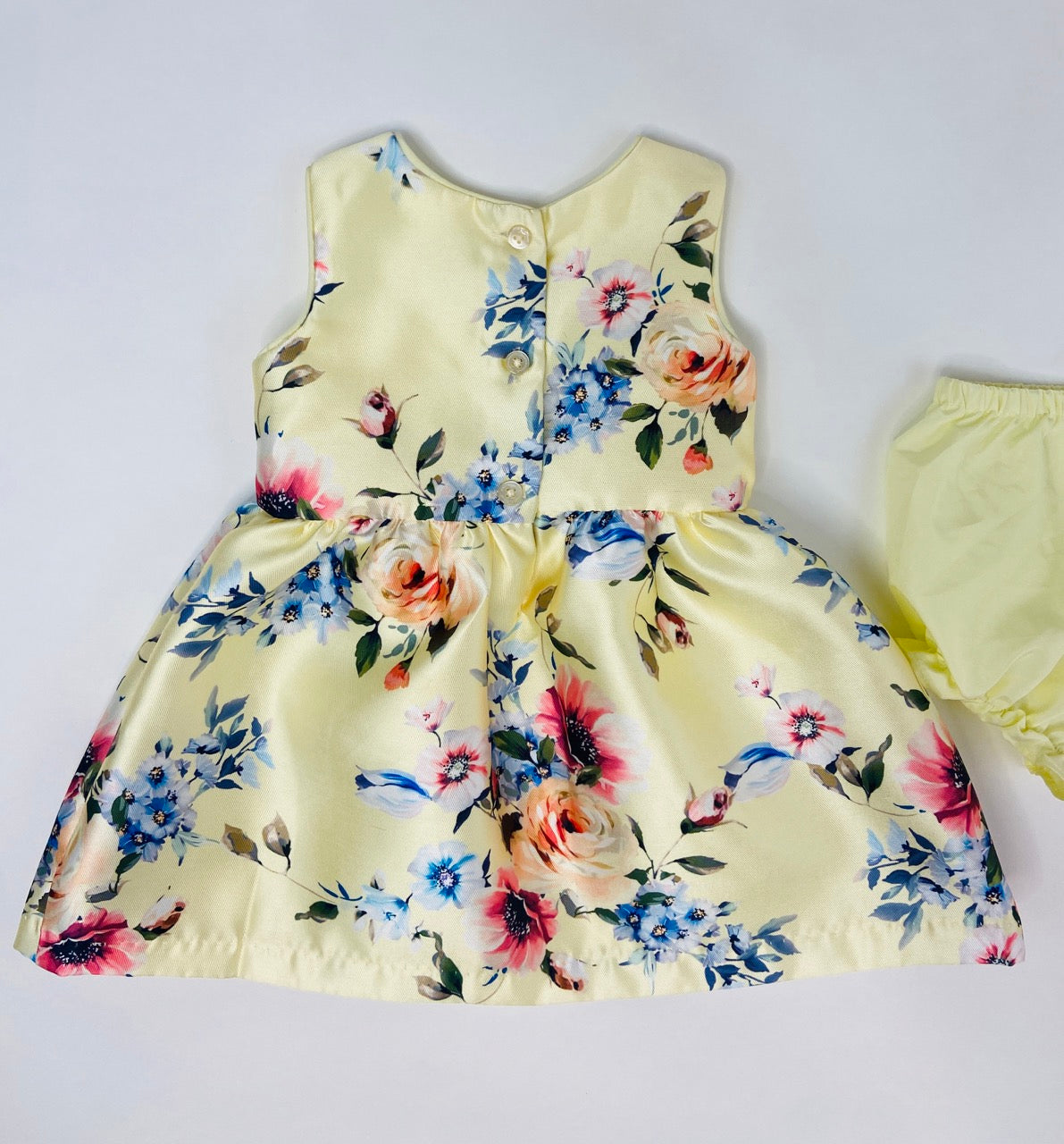 Yellow Floral Spring Dress with Bloomers- 6/9 Months