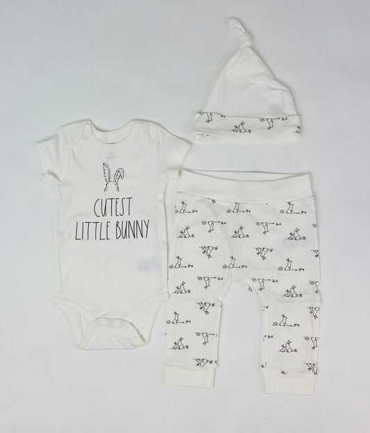 Rae Dunn "Cutest Little Bunny" Three Piece Outfit- 6/9 Months