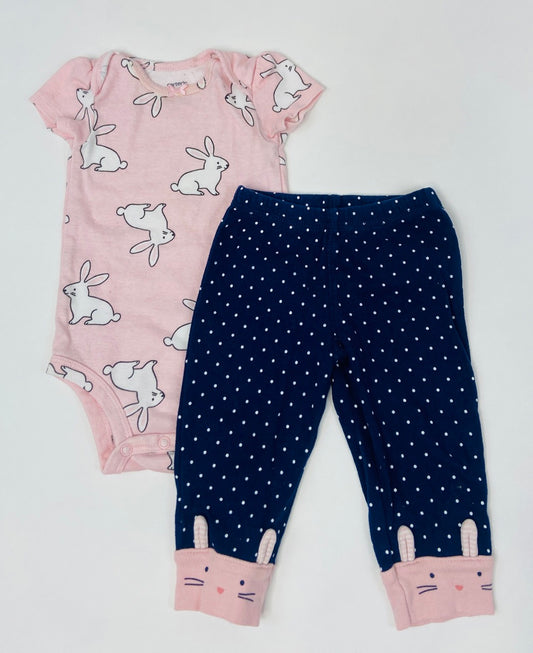 Bunnies Everywhere Two Piece Outfit- 6 Months