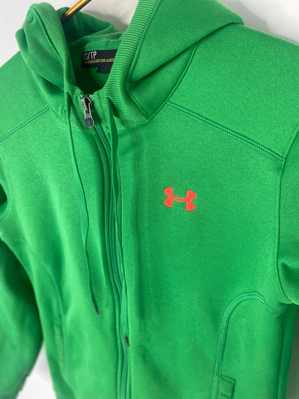 Green Hooded Under Armour Zip Up- XS