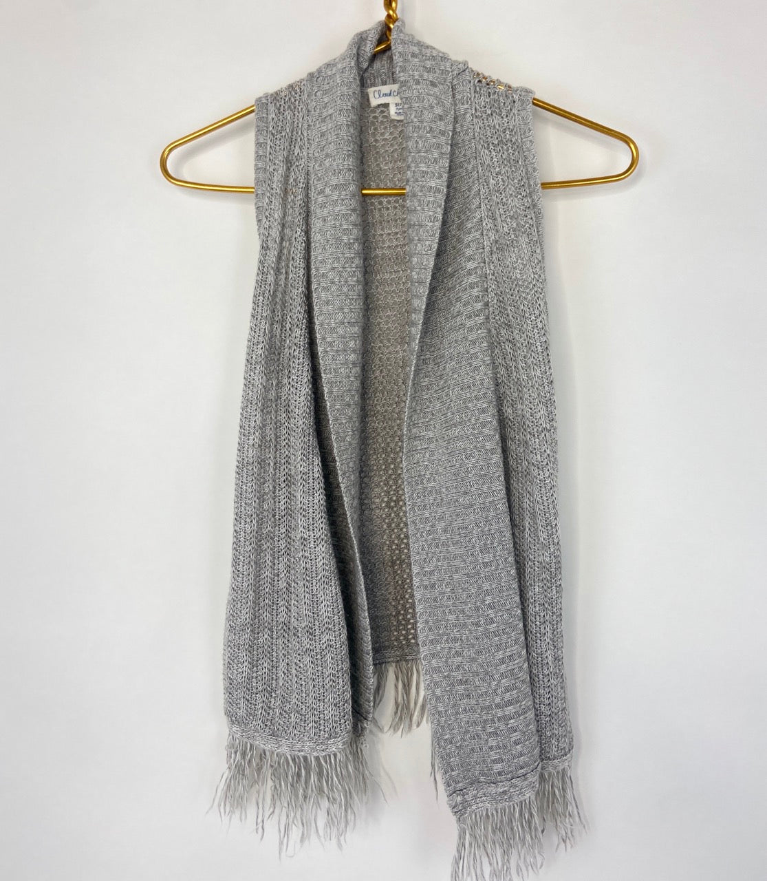 Gray Fringe Knit Duster- Youth S (7)
