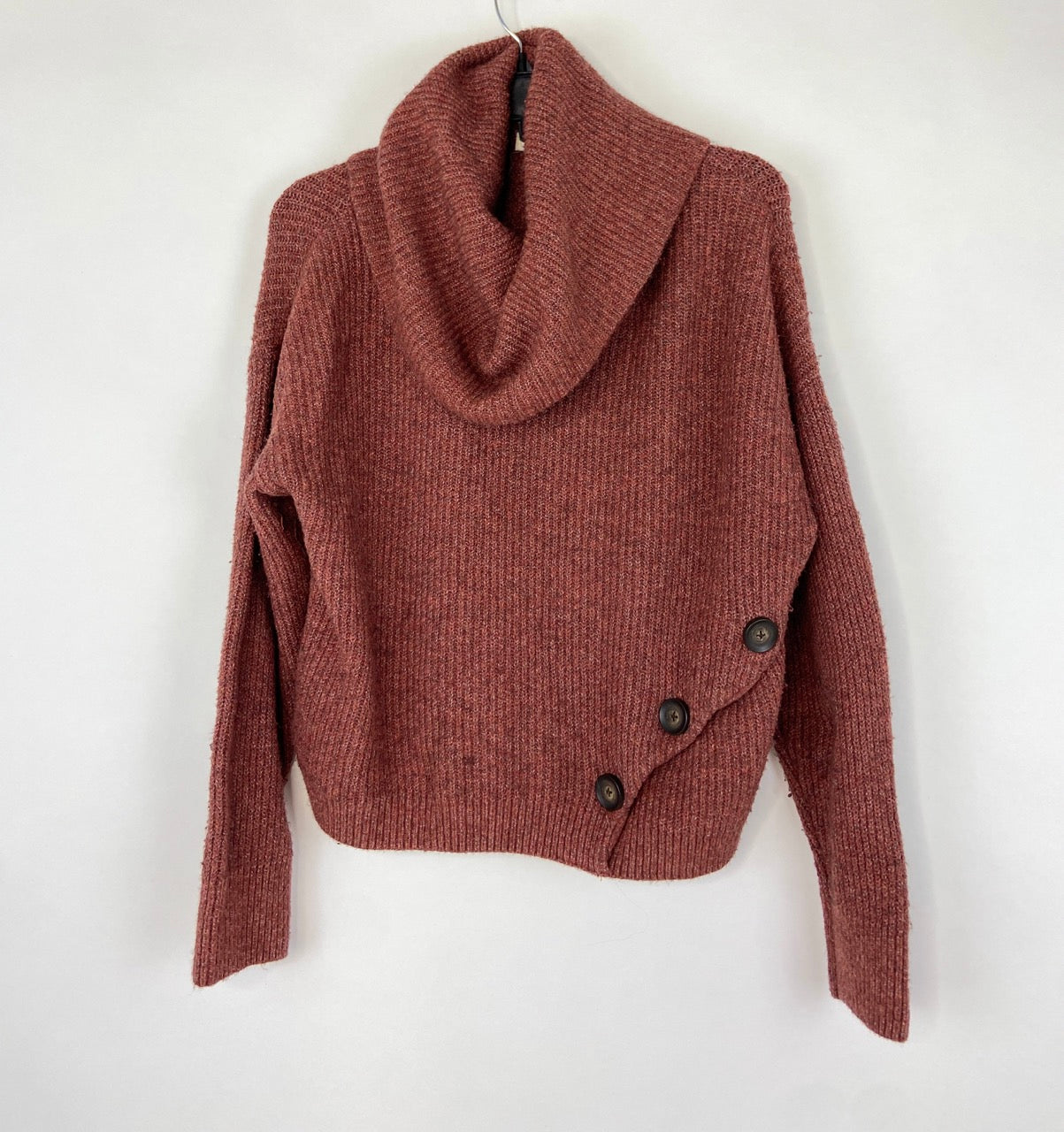 Rust Orange Cowel Neck Sweater- M