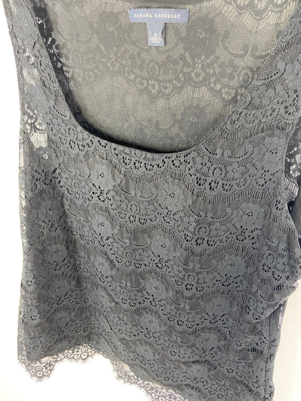 Banana Republic Double Layered Black Lace Top- S