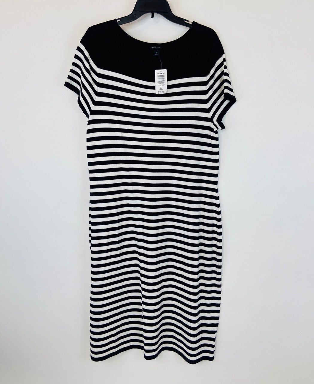 NWT- Torrid, Black and White Striped Sweater Dress- 2X