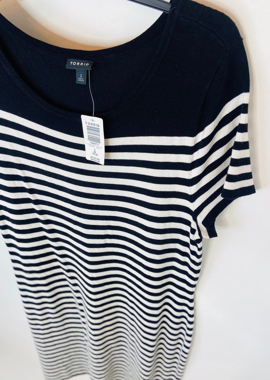 NWT- Torrid, Black and White Striped Sweater Dress- 2X