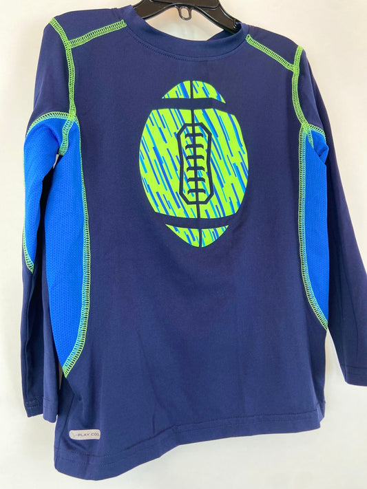 PlayCool Navy and Neon Football Long Sleeve- Youth M (5/6)