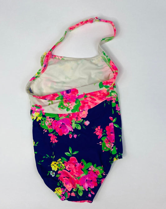 Floral Halter Top One Piece Swimsuit- 4T
