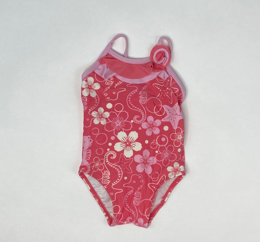 Pink Tropical One Piece Swimsuit- 12 Month
