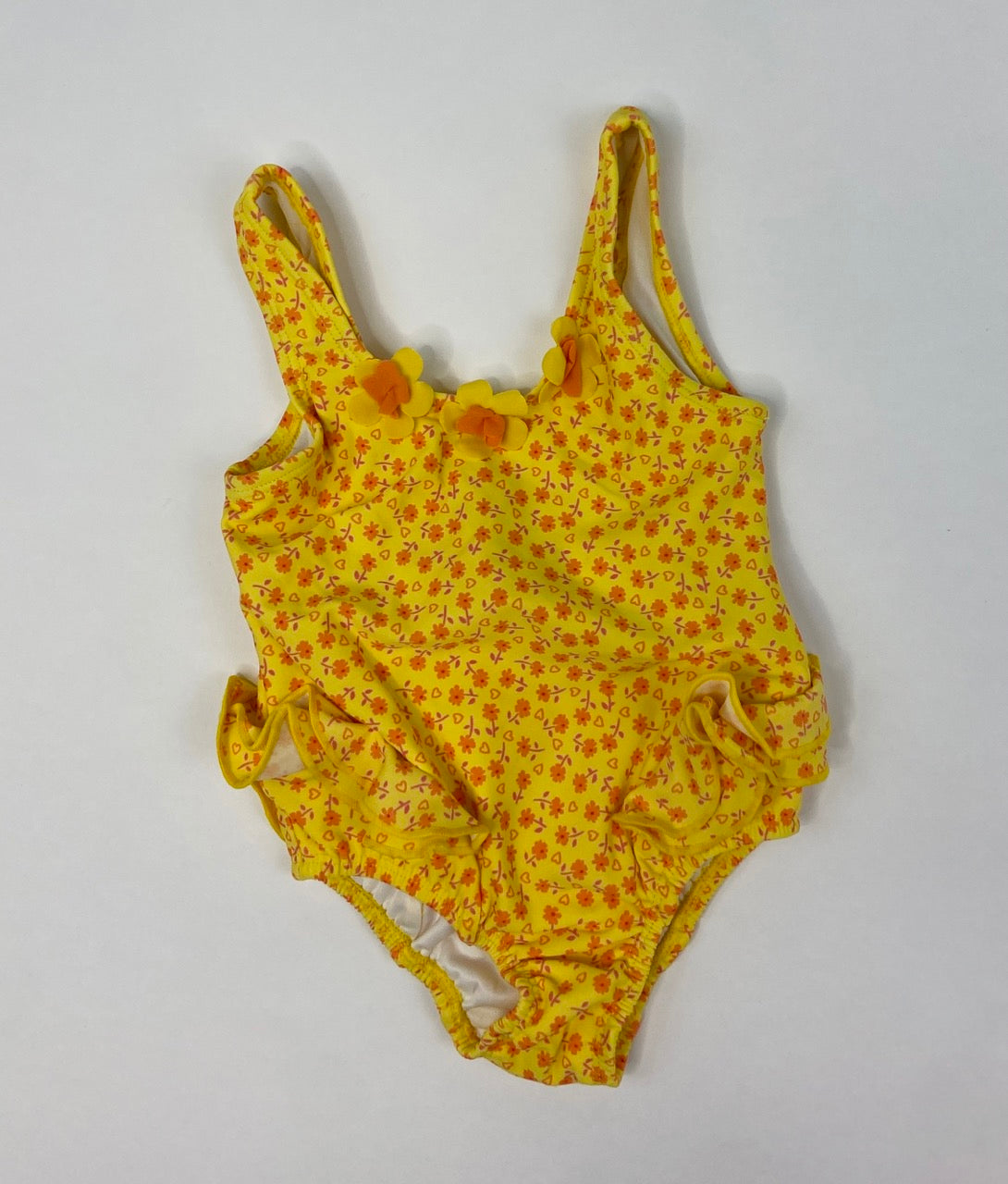 Yellow Floral One Piece Swimsuit- 18 Months