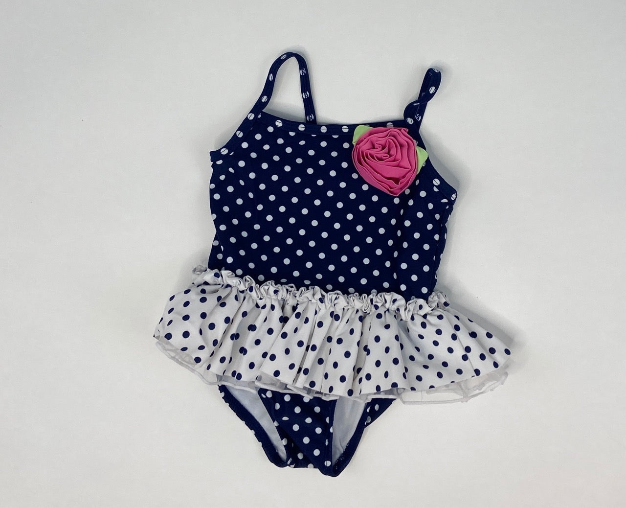 Navy Polka Dot One Piece Swimsuit- 18 Months