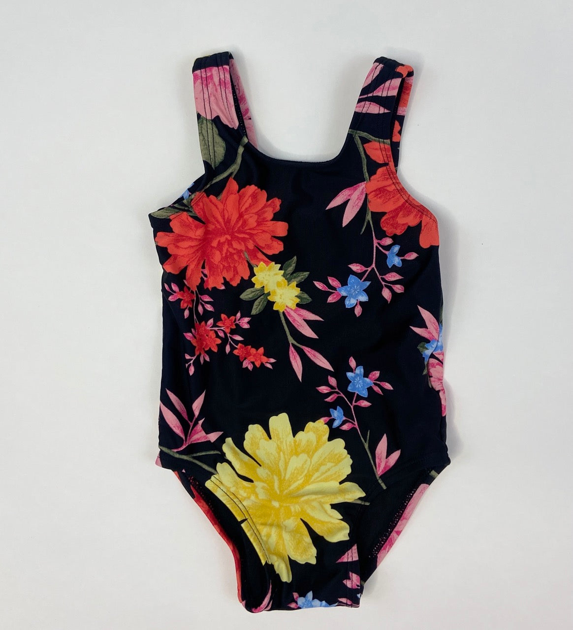 Black Floral One Piece Swimsuit- 12/18 Months
