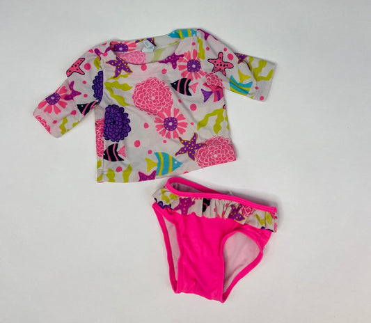 Under the Sea Pink Short Sleeve Two Piece Swimsuit- 12/18 Months