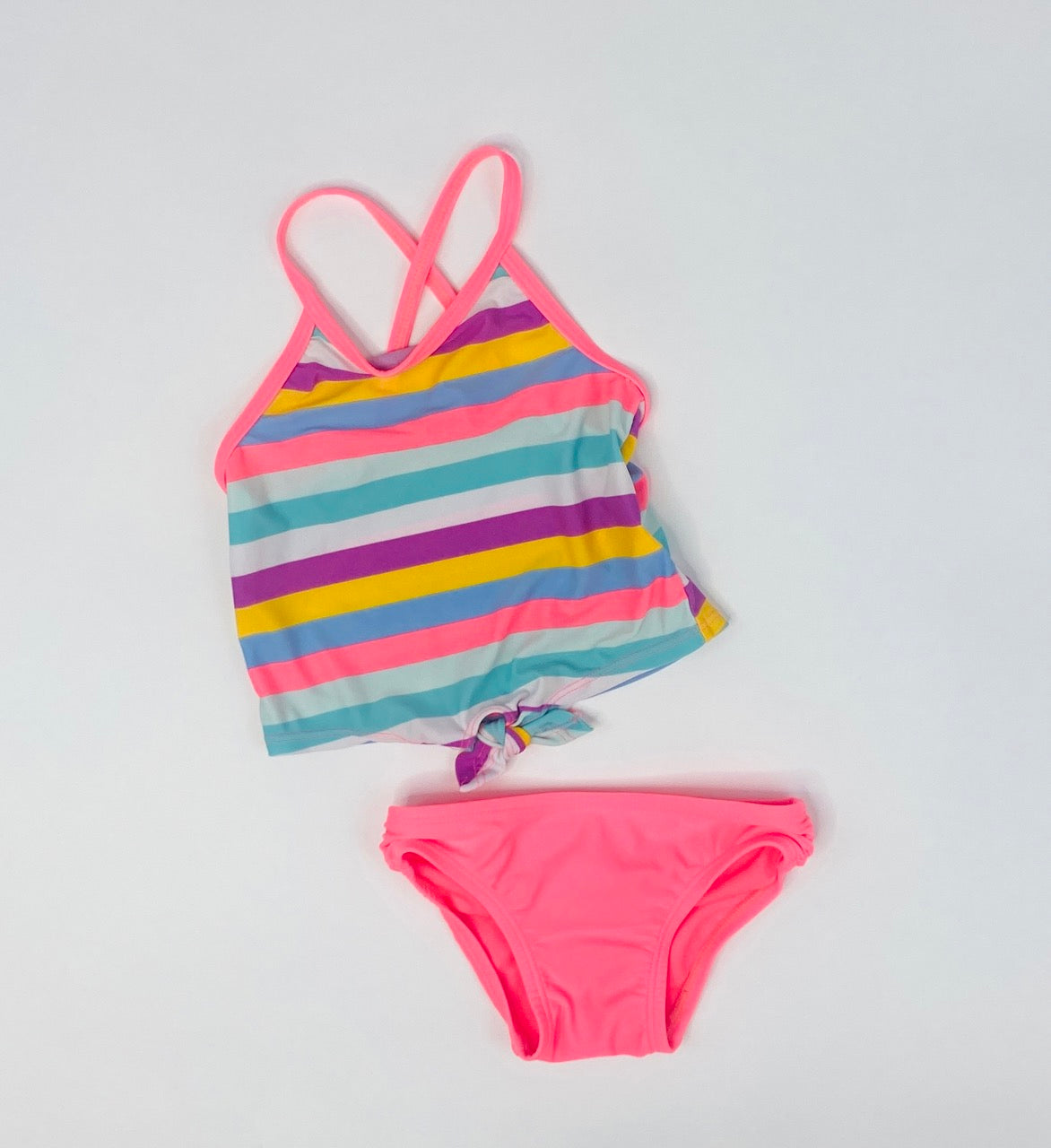 Tie Striped Tankini Two Piece Swimsuit- 12/18 Months