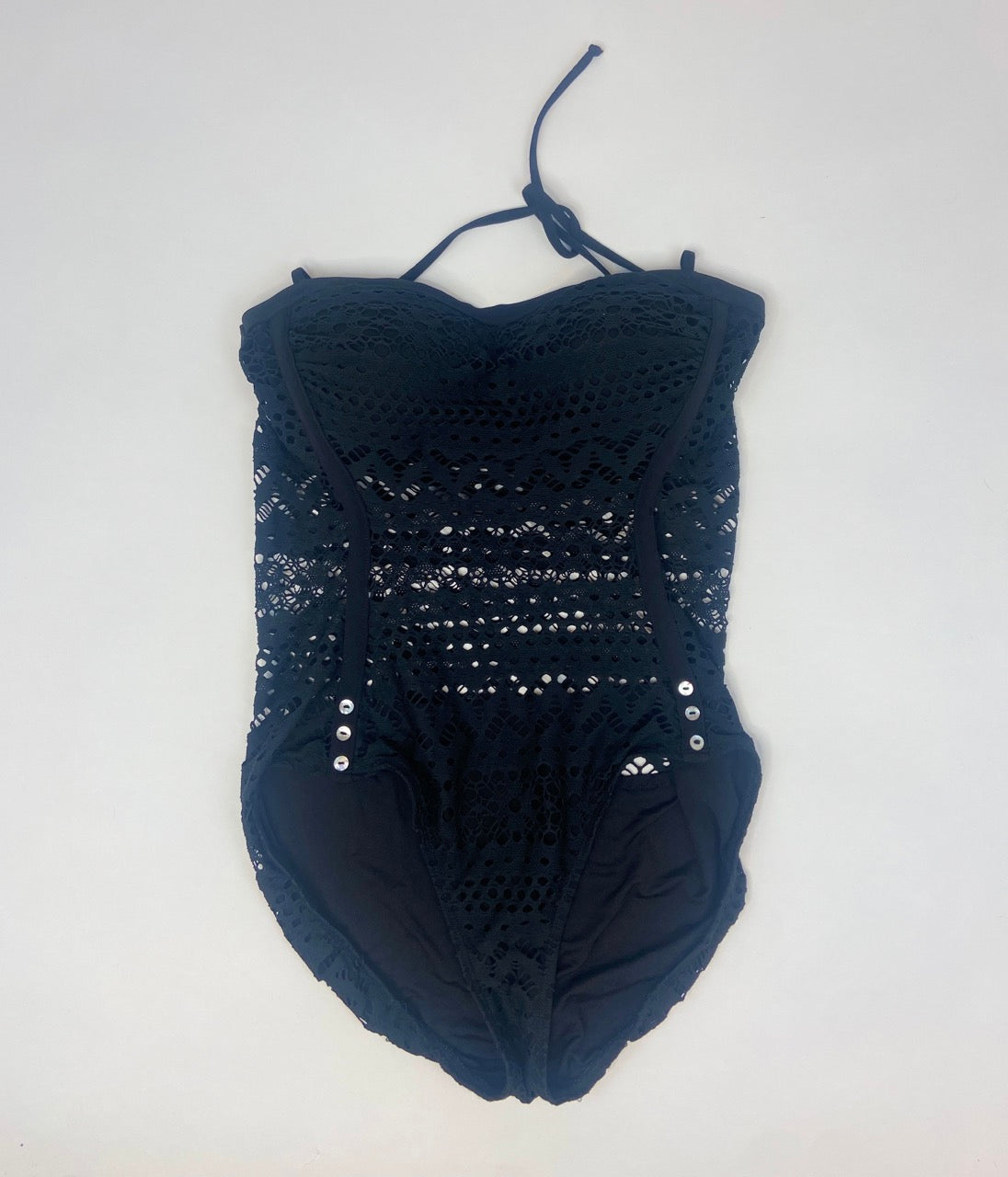 Robin Piccone Penelope Black Crochet Swimsuit- Size 14