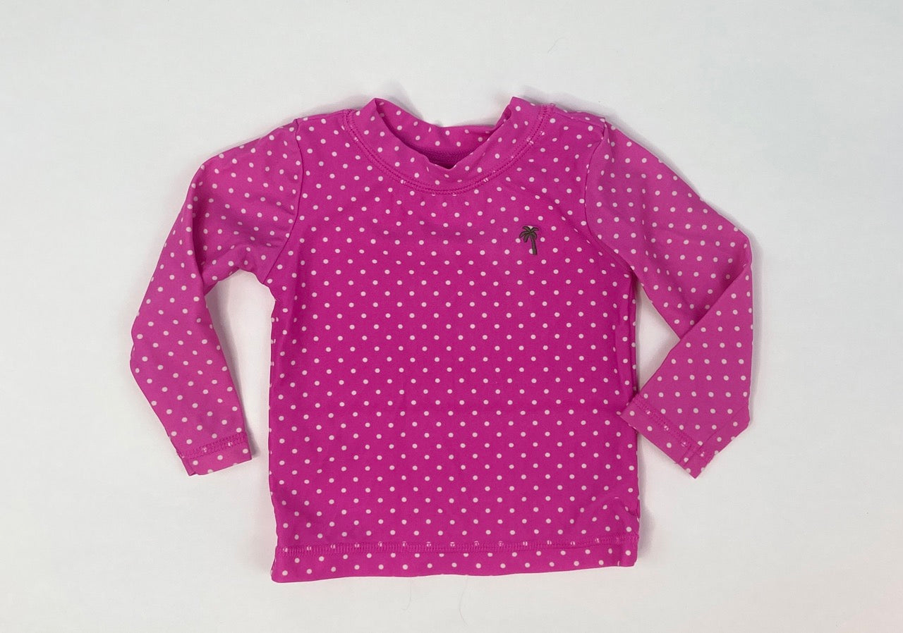 Pink Polka Dot Long Sleeve Swimsuit Top- 9 Months