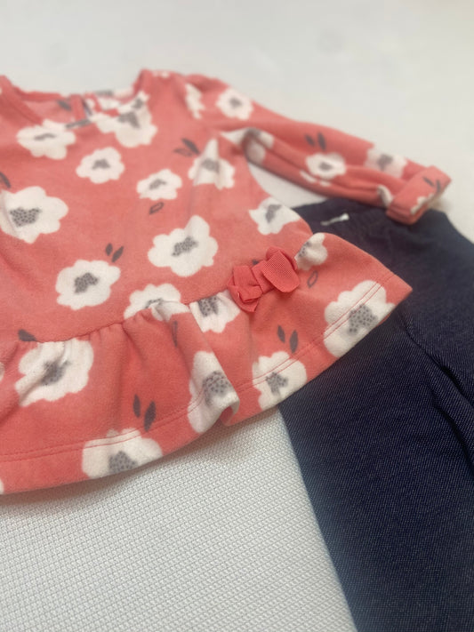 Peachy Floral Two Piece Outfit- 6/9 Months