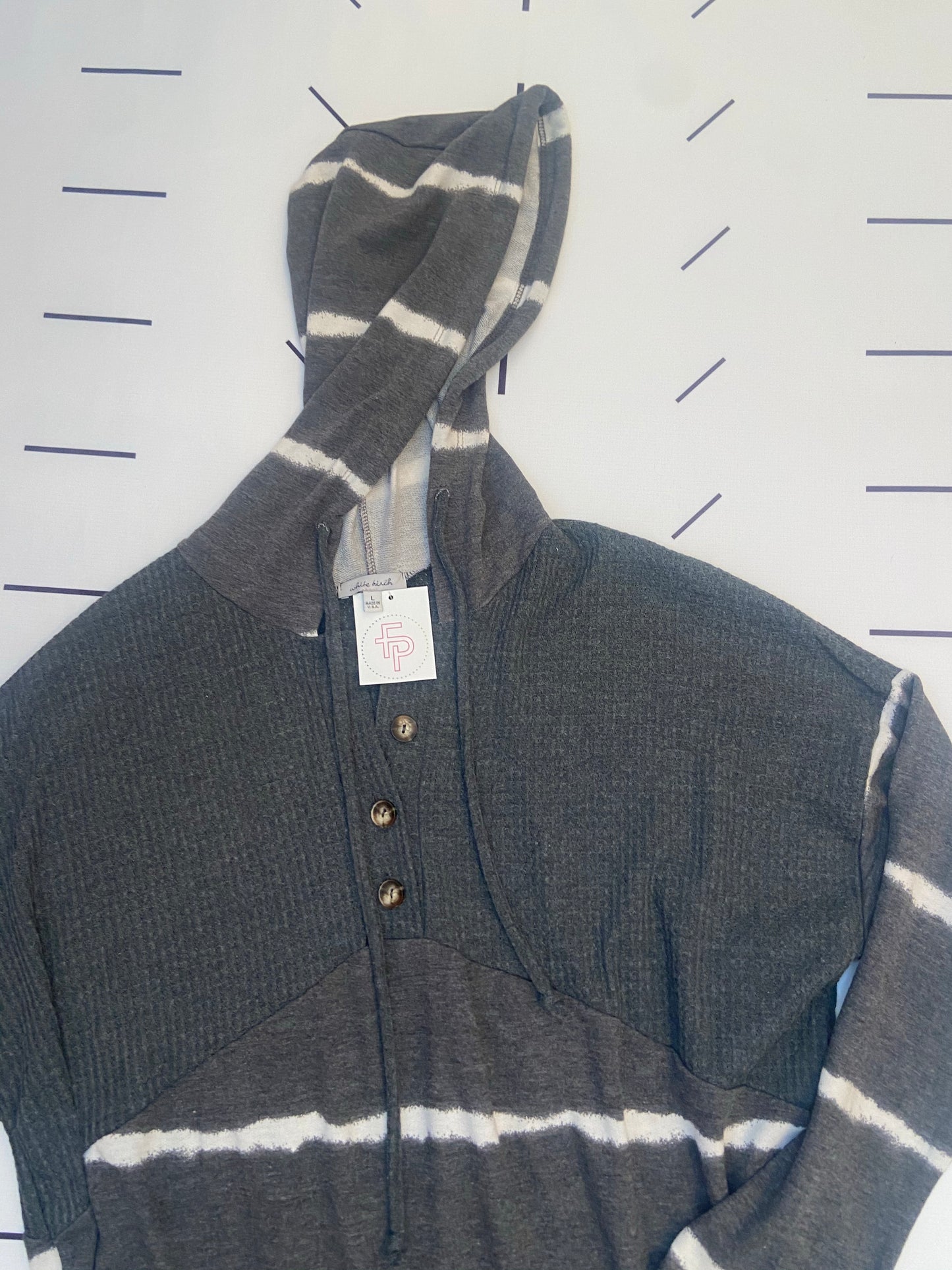 Striped Hooded Long Sleeve - NWT - L