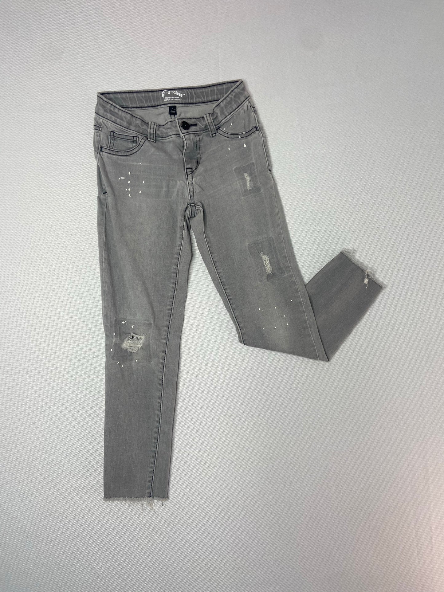 Gray Wash Distressed Jeans Super Skinny- Youth S (8)