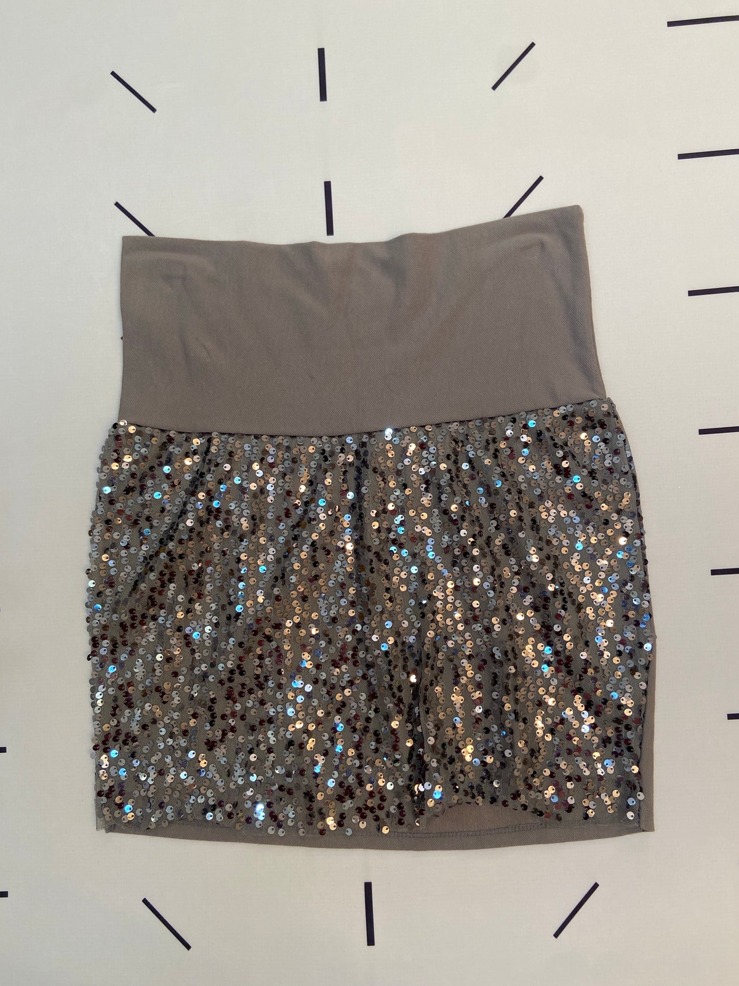 Gray Sequence Mini skirt- M