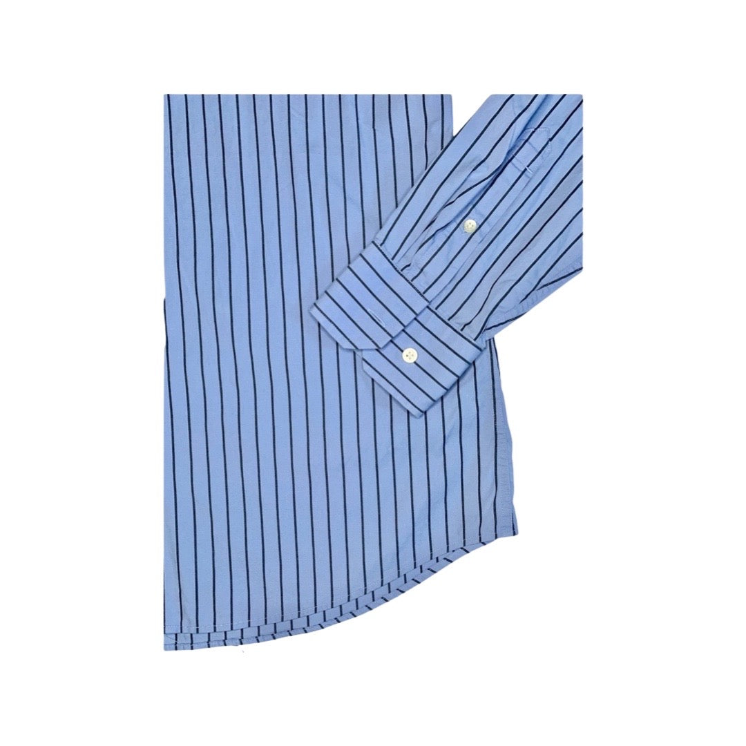 Blue Striped Button Up-Modern Fit- M (15-15 1/2)