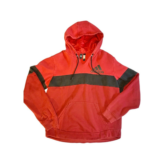 Adidas Red Ripped Neck Hoodie- M