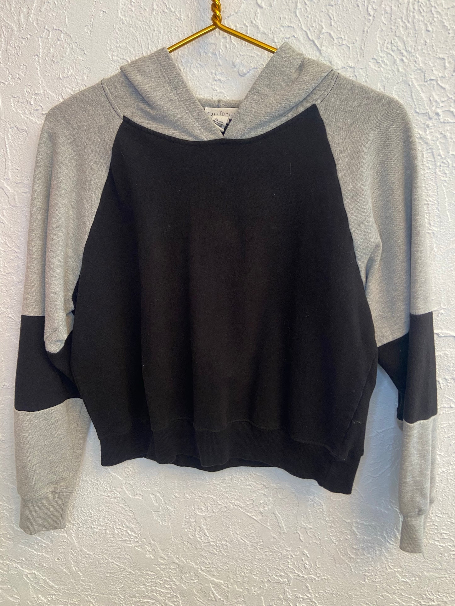 Cropped Black and Gray Hoodie- M